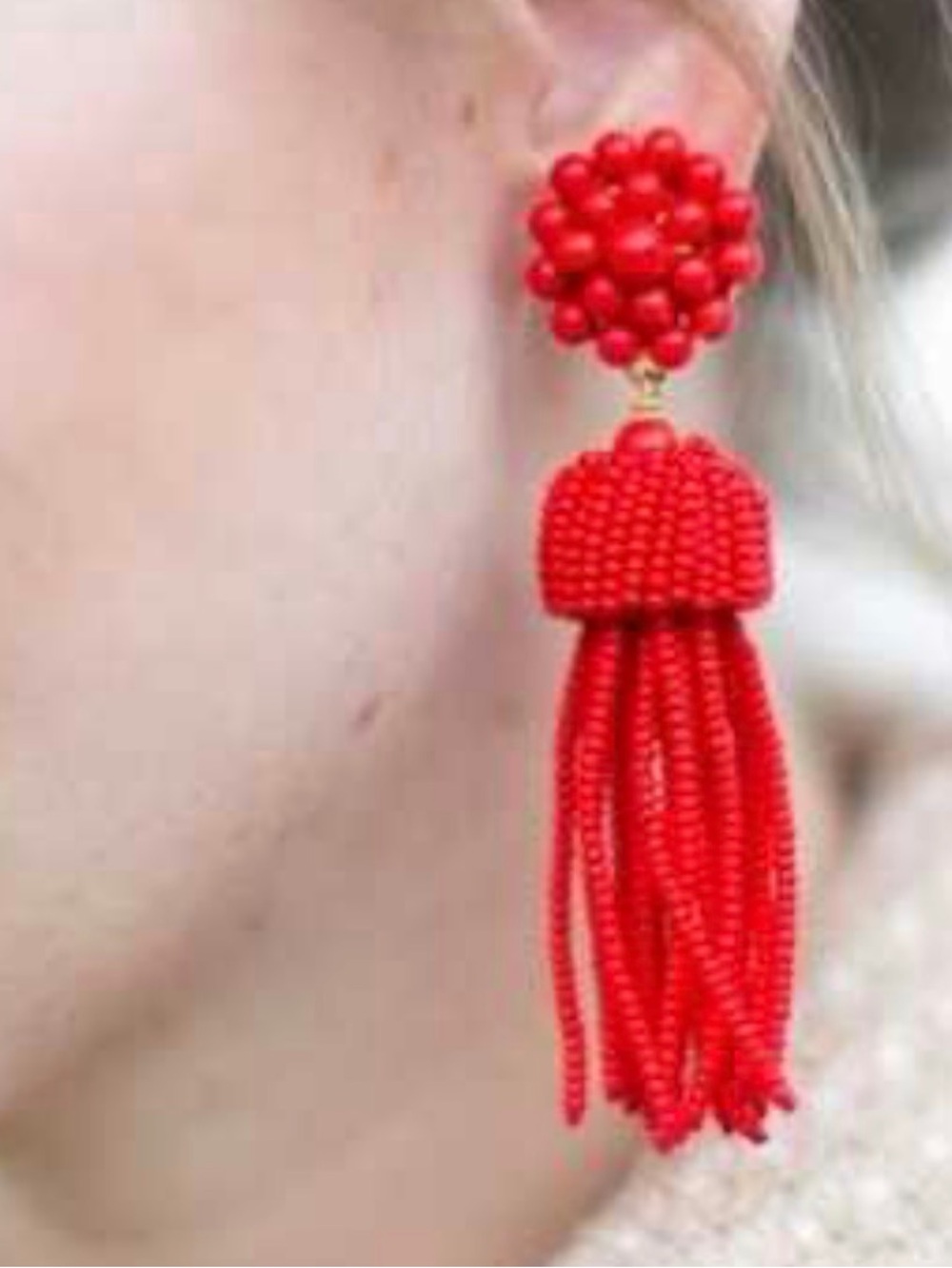 Lisi Lerch Dark Red Beaded Tassel Drop Earrings - Women Jewelry